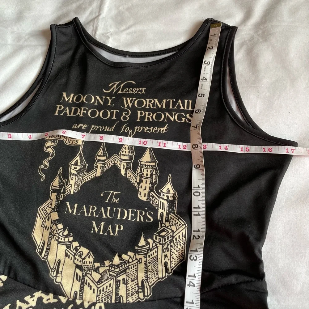 Harry Potter Women's Black Marauder's Map Fit & Flare Tank Dress Size Small - Picture 11 of 13